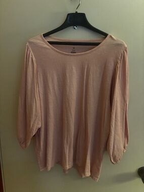 Sonoma Women's Dusty Pink Long Sleeve Scoop Neck Top